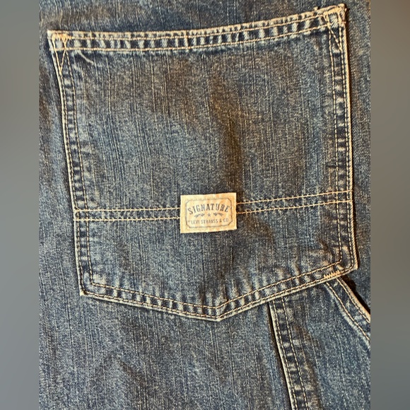 Signature Levi Strauss Carpenter Jeans Men’s 50x30 Blue Denim Utility Workwear - Picture 7 of 10